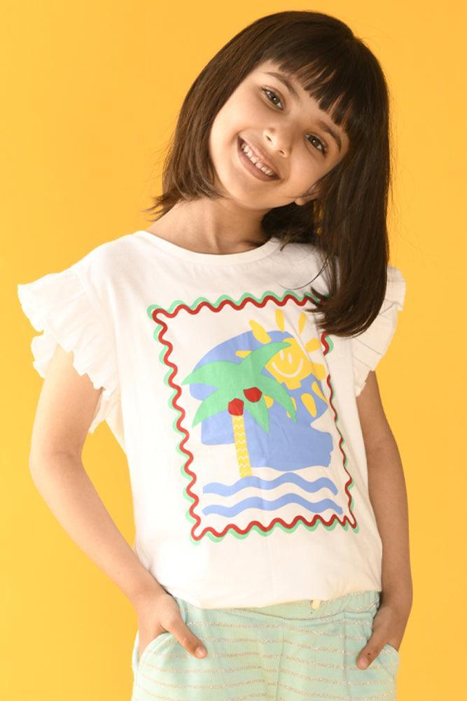 BEACH VIBES SUMMER GIRLS T-SHIRT - WHITE - Anthrilo Design House
