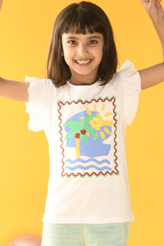 BEACH VIBES SUMMER GIRLS T-SHIRT - WHITE - Anthrilo Design House
