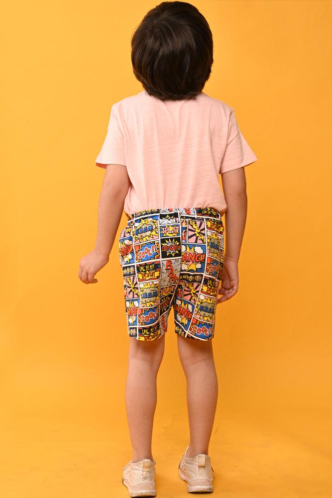 ARGENTINA PEACH SUPERHERO SHORTS SET - PEACH/BLUE - Anthrilo India