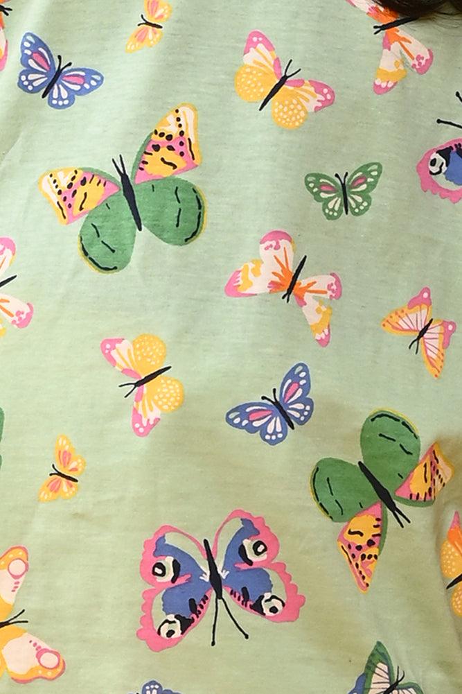 BUTTERFLY SHORT SLEEVES T-SHIRT - GREEN - Anthrilo India