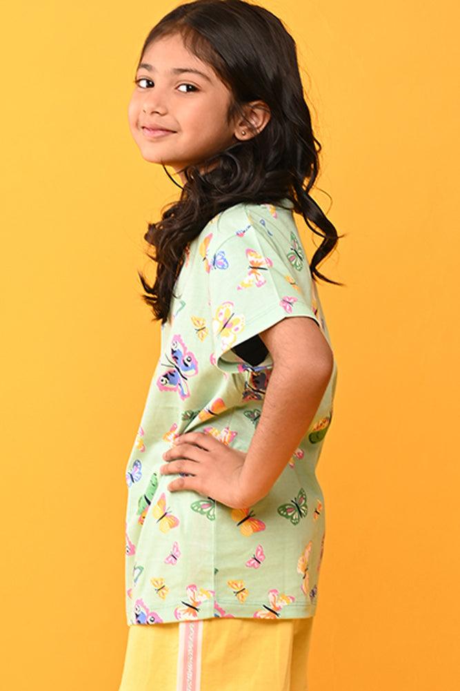 BUTTERFLY SHORT SLEEVES T-SHIRT - GREEN - Anthrilo India
