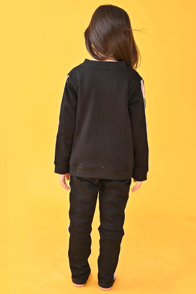 BLACK ZIP UP FLEECE GIRLS SWEATSHIRT JOGGER SET - BLACK - Anthrilo Design House