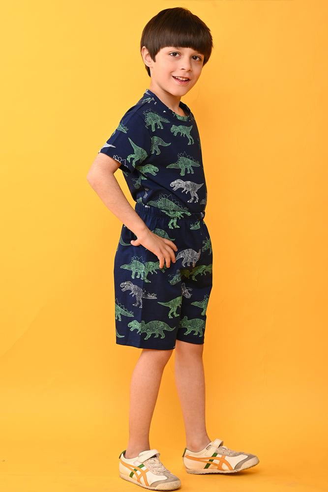 DINOSAUR NAVY SLEEPWEAR SHORTS SET - NAVY - Anthrilo India