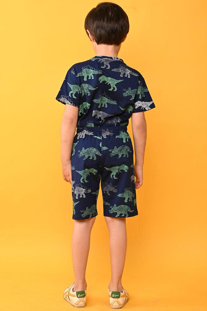 DINOSAUR NAVY SLEEPWEAR SHORTS SET - NAVY - Anthrilo India