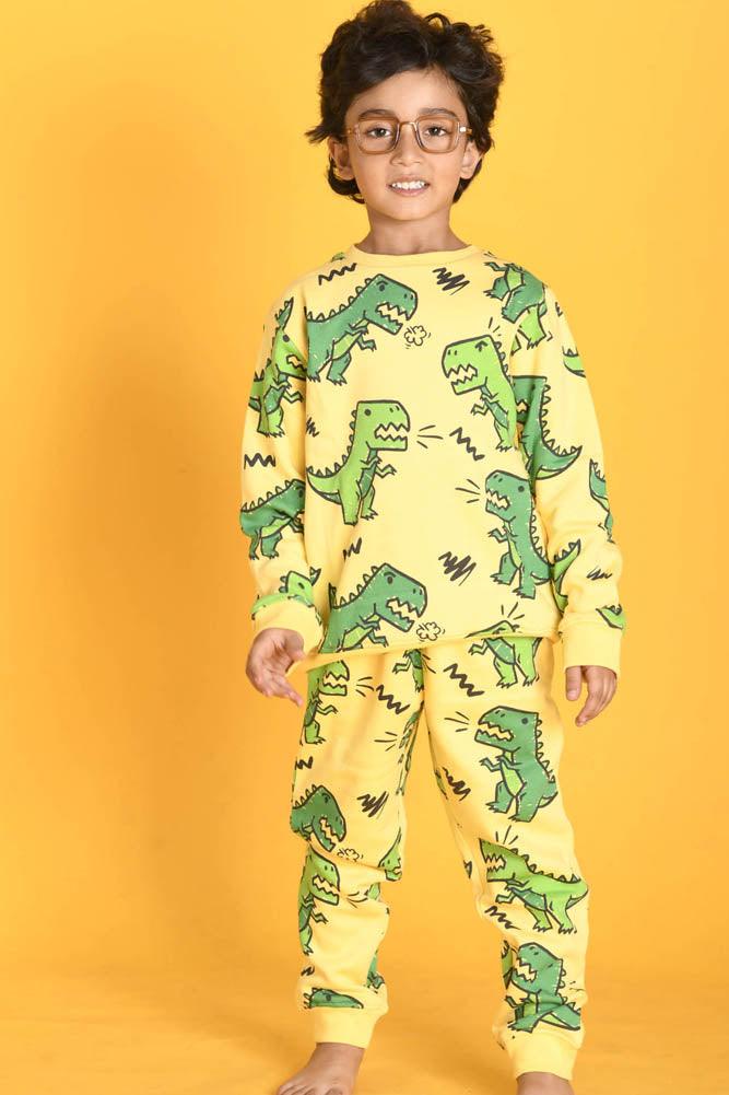 DINOSAUR FLEECE SWEATSHIRT JOGGER SET - YELLOW - Anthrilo Design House