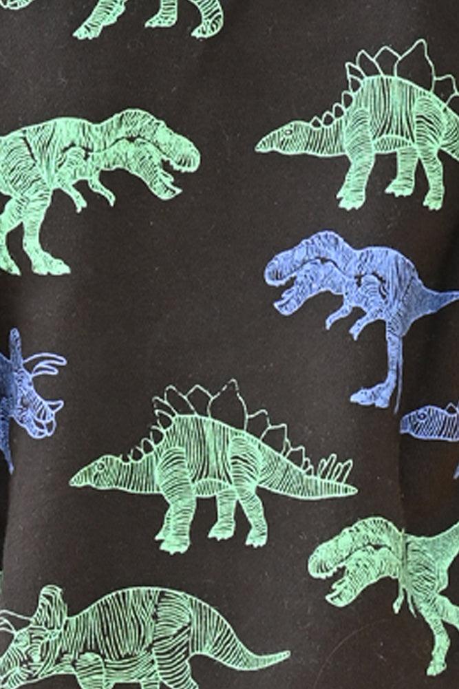 DINOSAUR BLACK FLEECE SWEATSHIRT JOGGER SET - BLACK - Anthrilo Design House