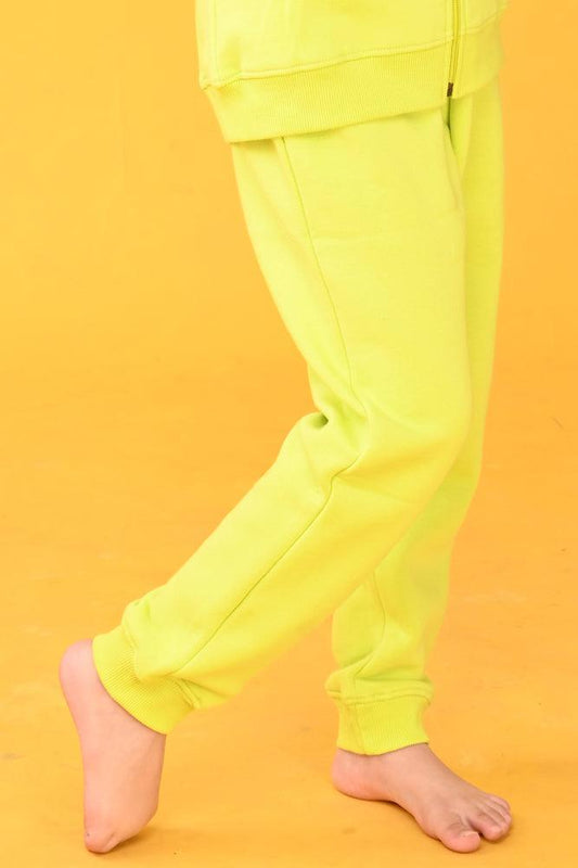 LIME FLEECE GIRLS JOGGER - LIME GREEN - Anthrilo Design House
