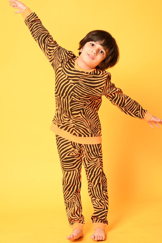 ZEBRA STRIPE FLEECE BOYS JOGGER - ORANGE - Anthrilo Design House