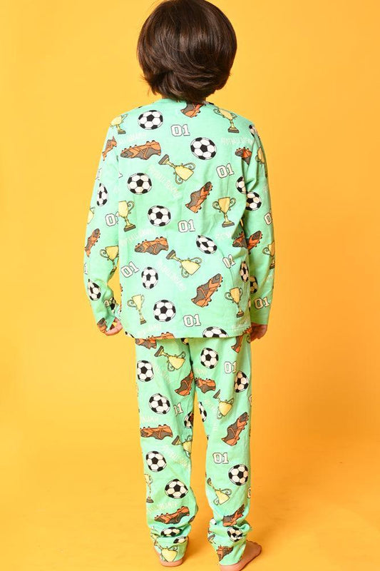 FOOTBALL LONG SLEEVES PYJAMA SET - GREEN - Anthrilo Design House