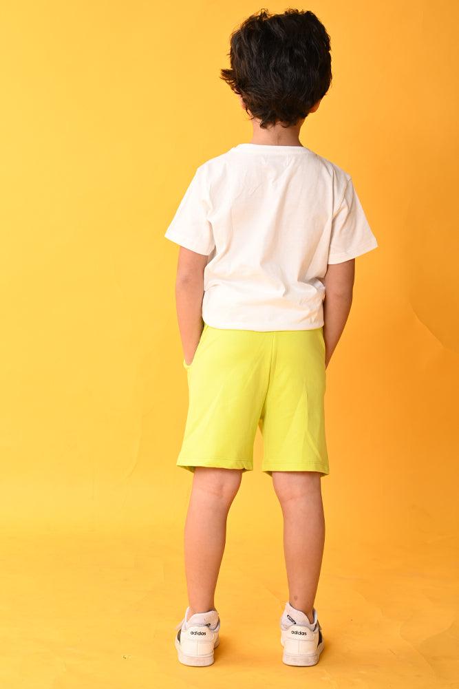 GAMER WHITE LIME SHORTS SET - WHITE/LIME - Anthrilo India