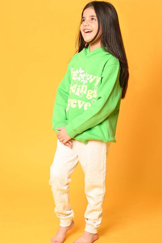 GROOVY FEELINGS GREY HOODIE JOGGER SET - GREEN/GREY - Anthrilo Design House