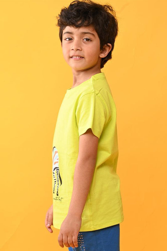 ZEBRA LIME SHORT SLEEVES T-SHIRT - LIME - Anthrilo India