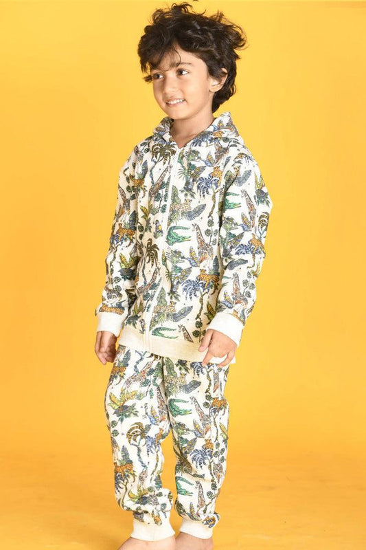 JUNGLE FLEECE HOODIE SWEATSHIRT - GREY - Anthrilo Design House