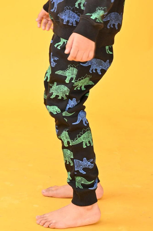 DINOSAUR BOYS BLACK JOGGER (FLEECE) - Anthrilo Design House