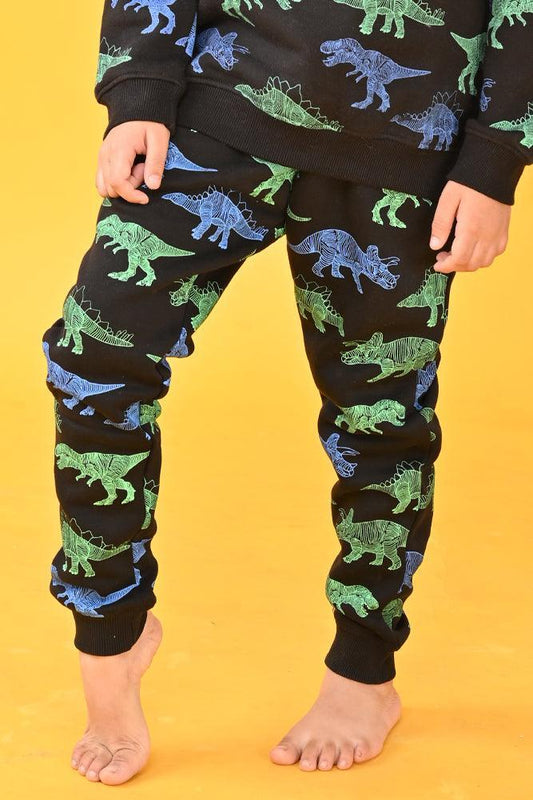 DINOSAUR BOYS BLACK JOGGER (FLEECE) - Anthrilo Design House