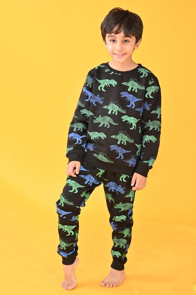 DINOSAUR BOYS BLACK JOGGER (FLEECE) - Anthrilo Design House