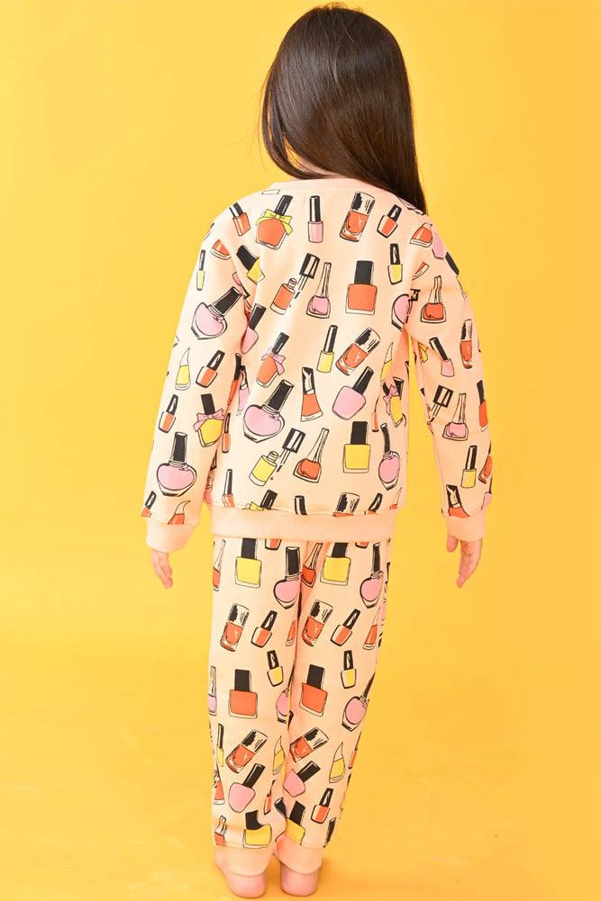 NAIL PAINT FLEECE SWEATSHIRT JOGGER SET - PEACH - Anthrilo Design House
