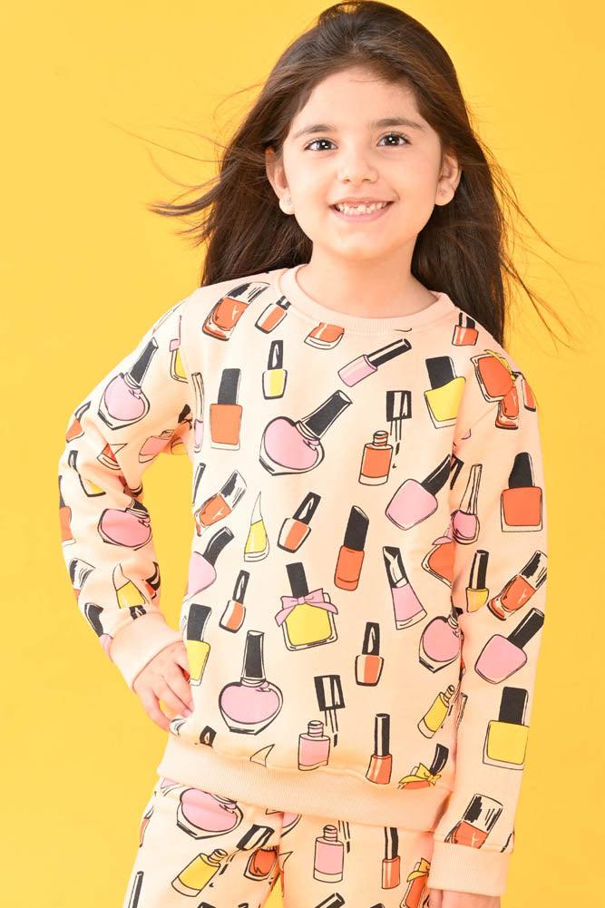 NAIL PAINT FLEECE SWEATSHIRT JOGGER SET - PEACH - Anthrilo Design House