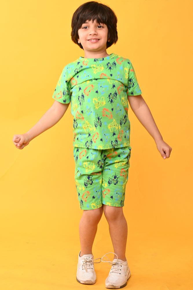 GAMER SLEEPWEAR SHORTS SET - GREEN - Anthrilo India