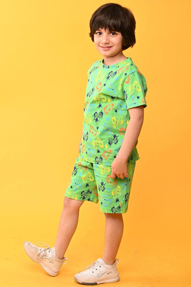 GAMER SLEEPWEAR SHORTS SET - GREEN - Anthrilo India