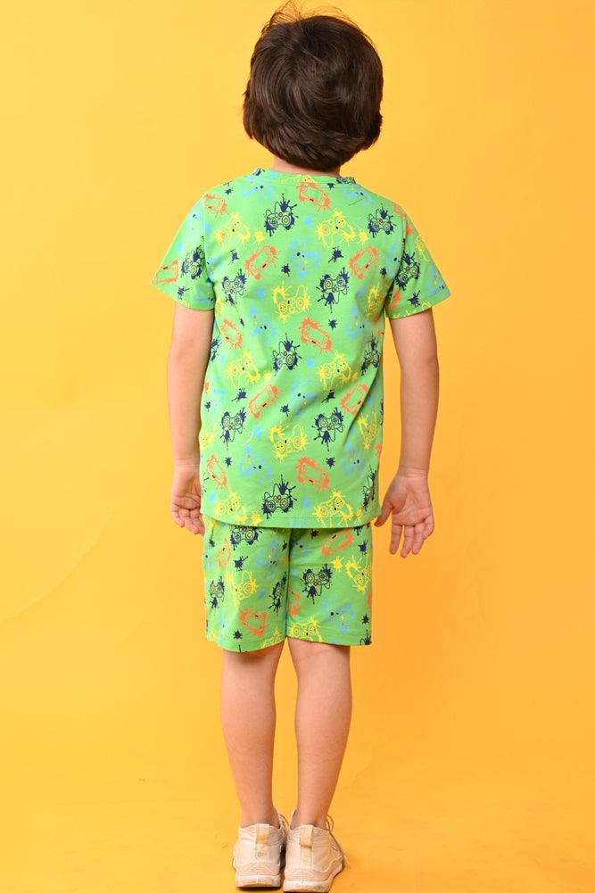GAMER SLEEPWEAR SHORTS SET - GREEN - Anthrilo India