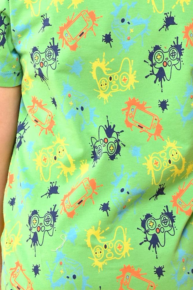 GAMER SLEEPWEAR SHORTS SET - GREEN - Anthrilo India