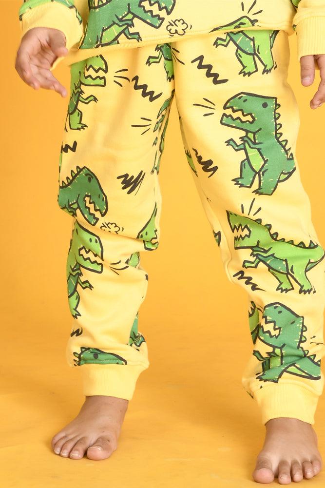 DINOSAUR FLEECE JOGGER - YELLOW - Anthrilo Design House