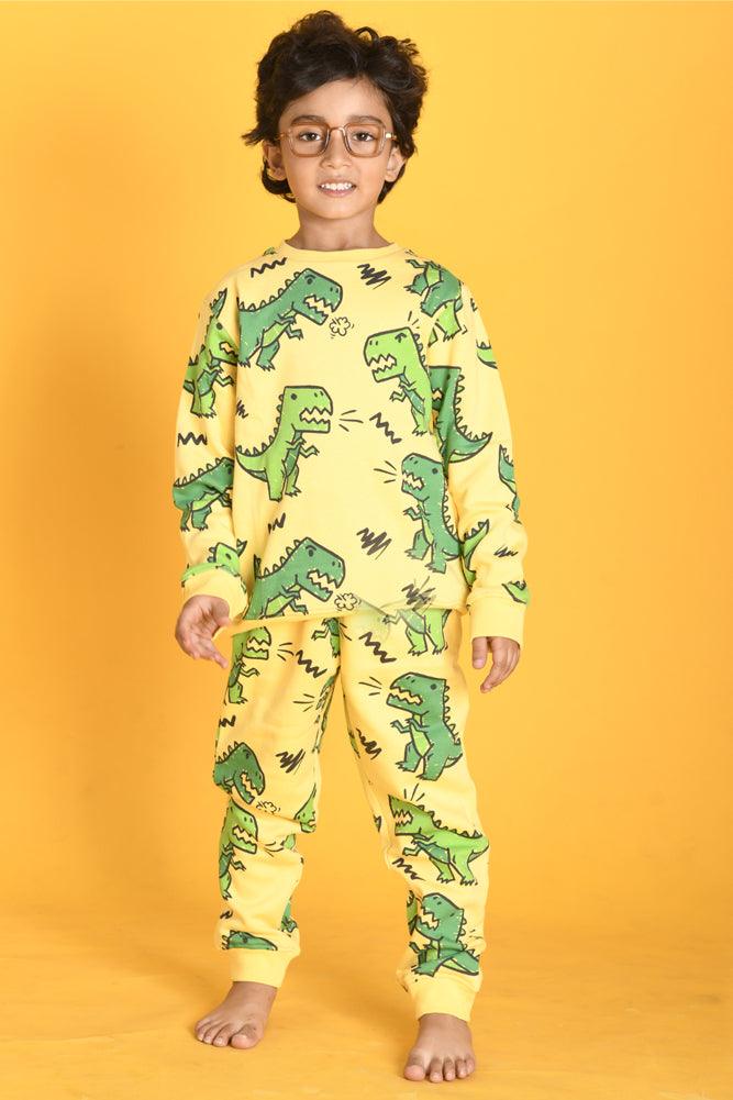 DINOSAUR FLEECE JOGGER - YELLOW - Anthrilo Design House