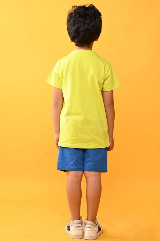 ZEBRA BLUE SUMMER SHORTS SET -LIME/BLUE - Anthrilo India