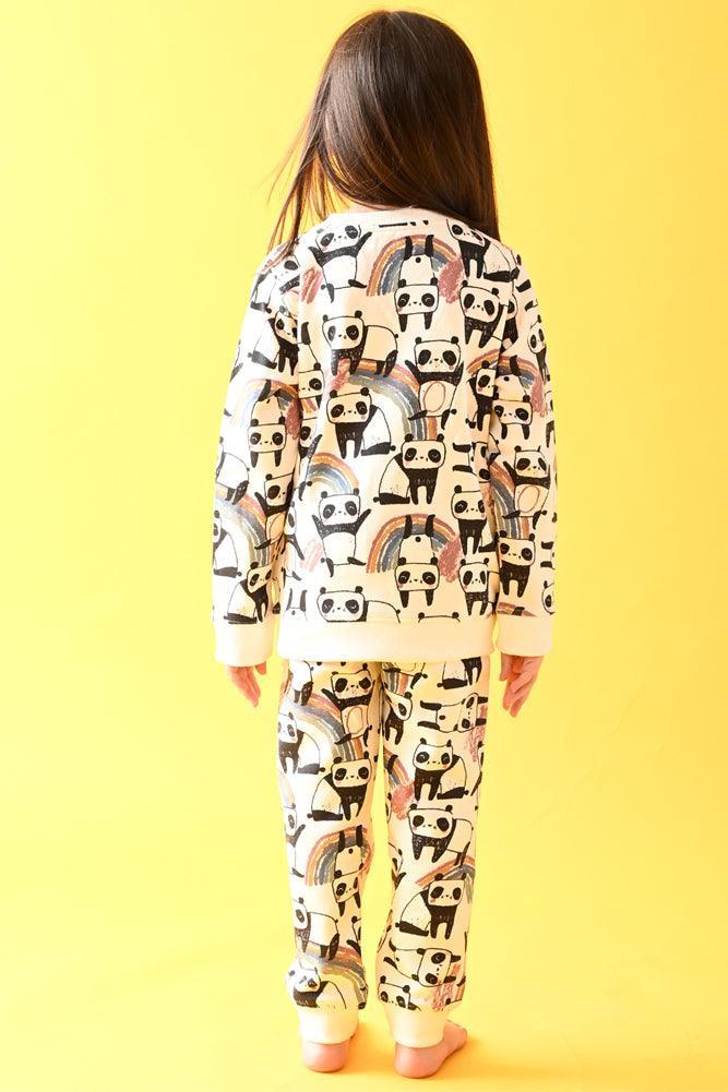 PANDA FLEECE GIRLS SWEATSHIRT JOGGER SET - WHITE - Anthrilo Design House