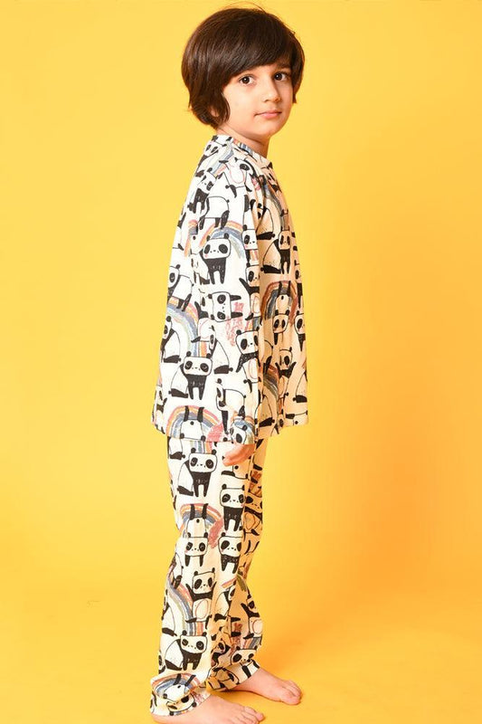 PANDA LONG SLEEVES BOYS PYJAMA SET - WHITE - Anthrilo Design House