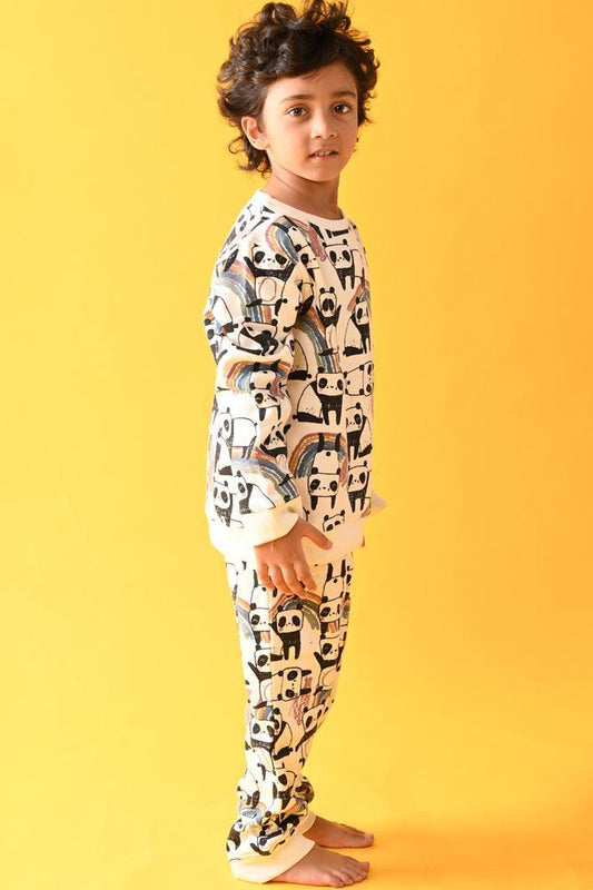 PANDA FLEECE SWEATSHIRT JOGGER SET - WHITE - Anthrilo Design House