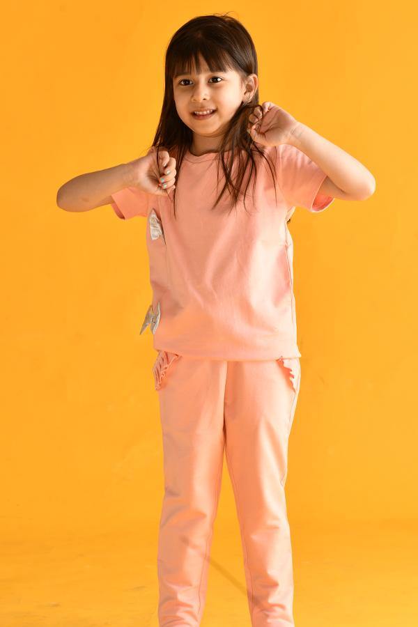 PEACH SILVER BOW TOP