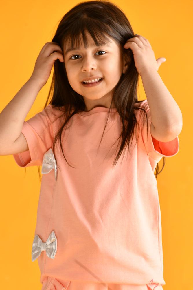 PEACH SILVER BOW TOP - Anthrilo Design House