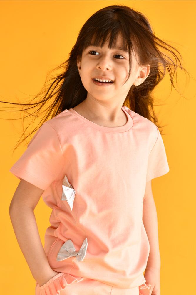 PEACH SILVER BOW TOP - Anthrilo Design House