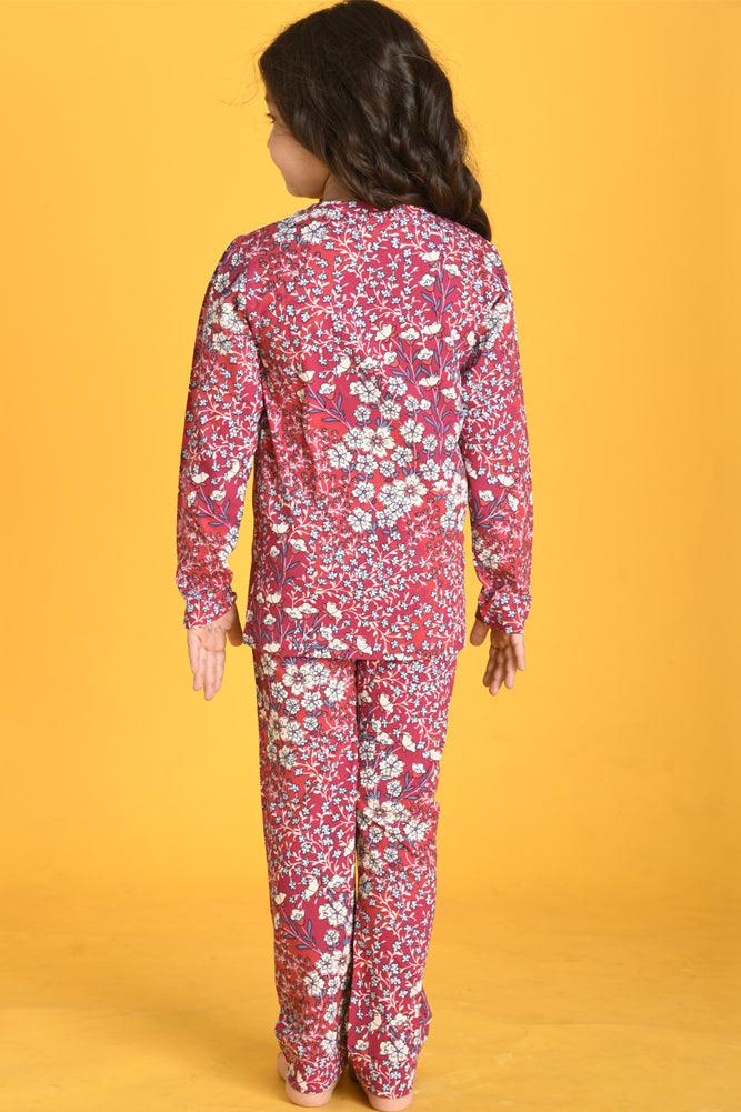 FLOWERS LONG SLEEVES PYJAMA SET - RED - Anthrilo Design House