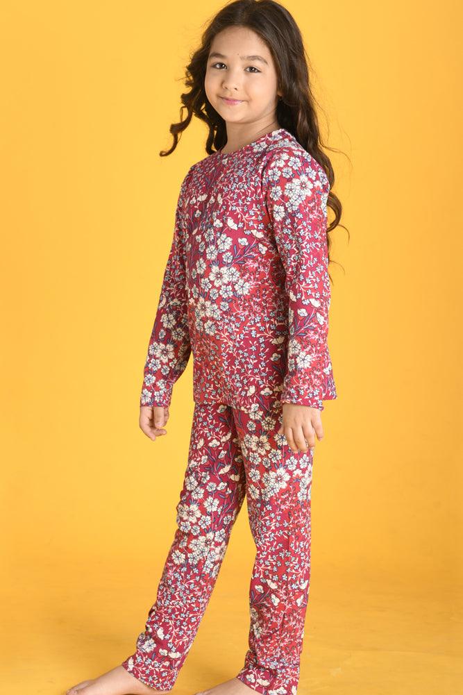FLOWERS LONG SLEEVES PYJAMA SET - RED - Anthrilo Design House
