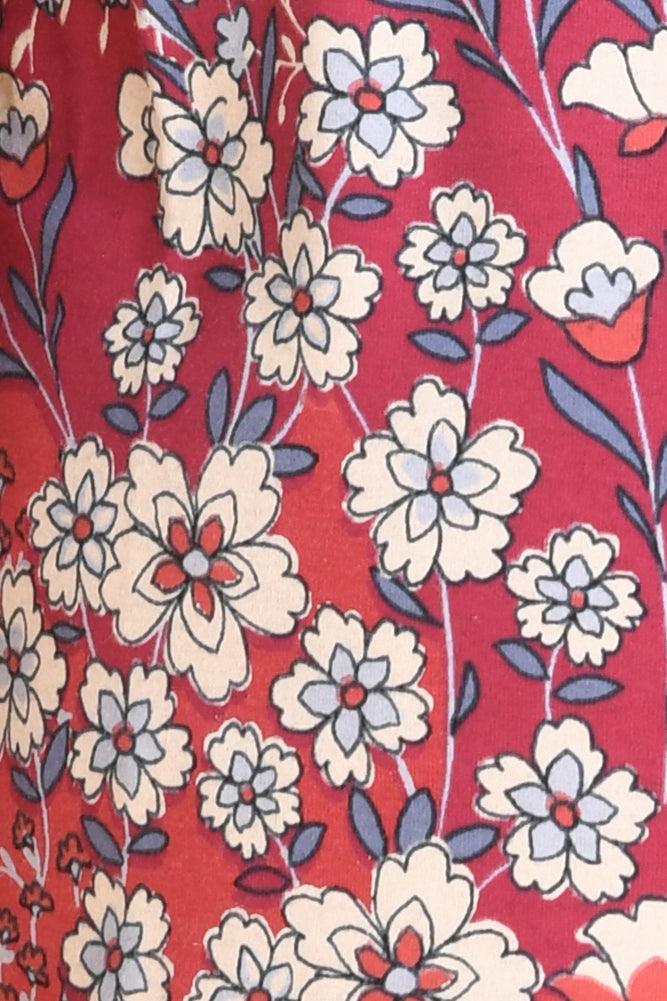 FLOWERS LONG SLEEVES PYJAMA SET - RED - Anthrilo Design House