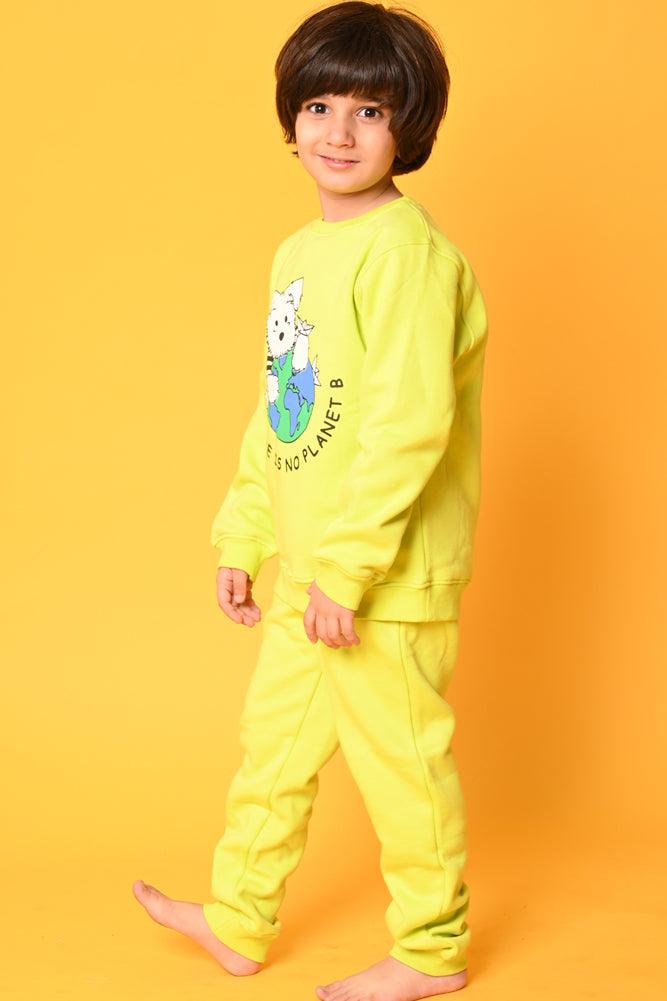 PLANET B FLEECE SWEATSHIRT JOGGER SET - GREEN - Anthrilo Design House