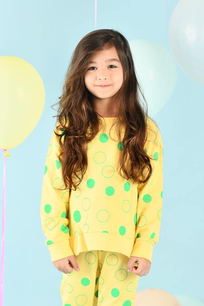 YELLOW POLKA SWEATSHIRT (FLEECE) - Anthrilo