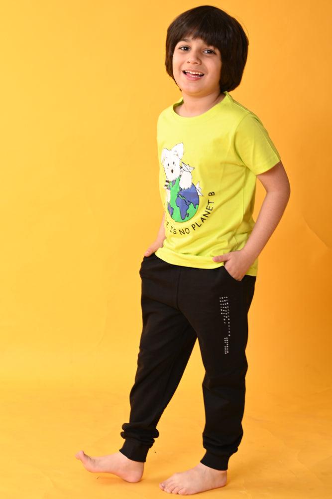 PLANET B BLACK JOGGER SET - LIME/BLACK - Anthrilo India