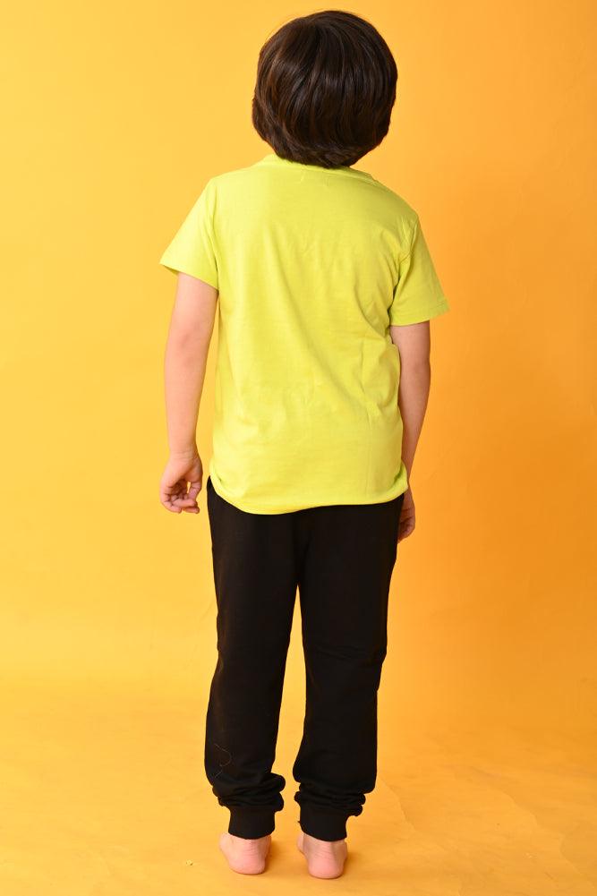 PLANET B BLACK JOGGER SET - LIME/BLACK - Anthrilo India