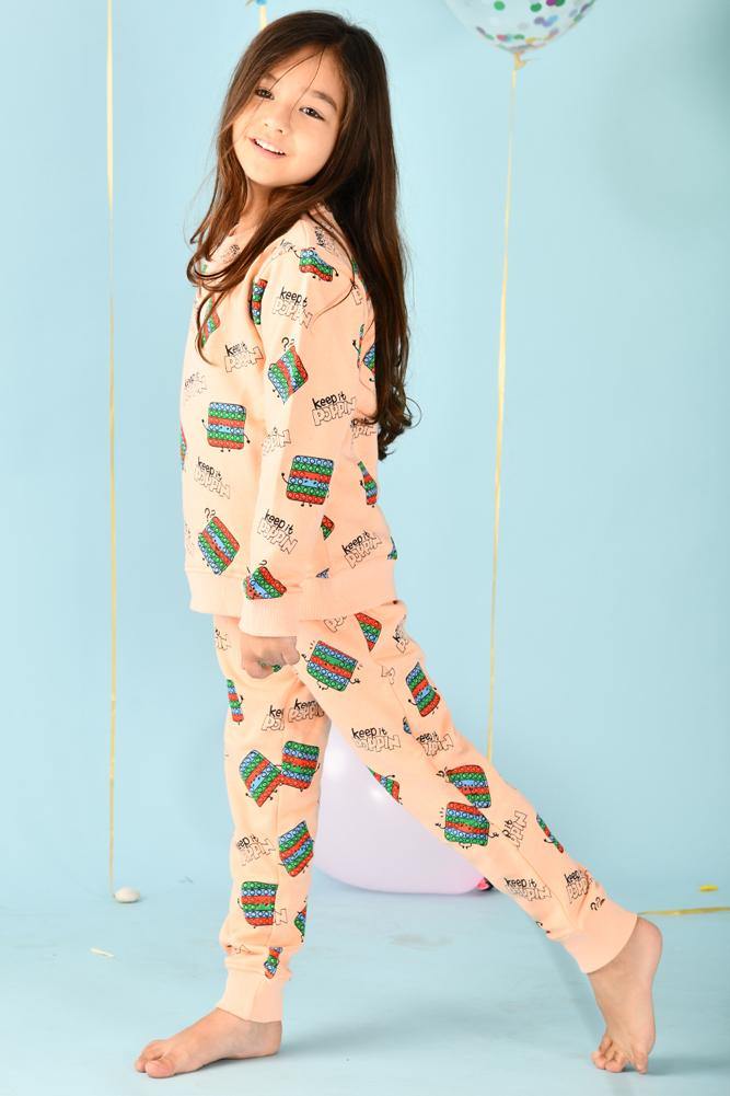 POP IT GIRLS SWEATSHIRT JOGGER SET (FLEECE) - Anthrilo
