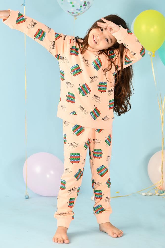 POP IT GIRLS SWEATSHIRT JOGGER SET (FLEECE) - Anthrilo