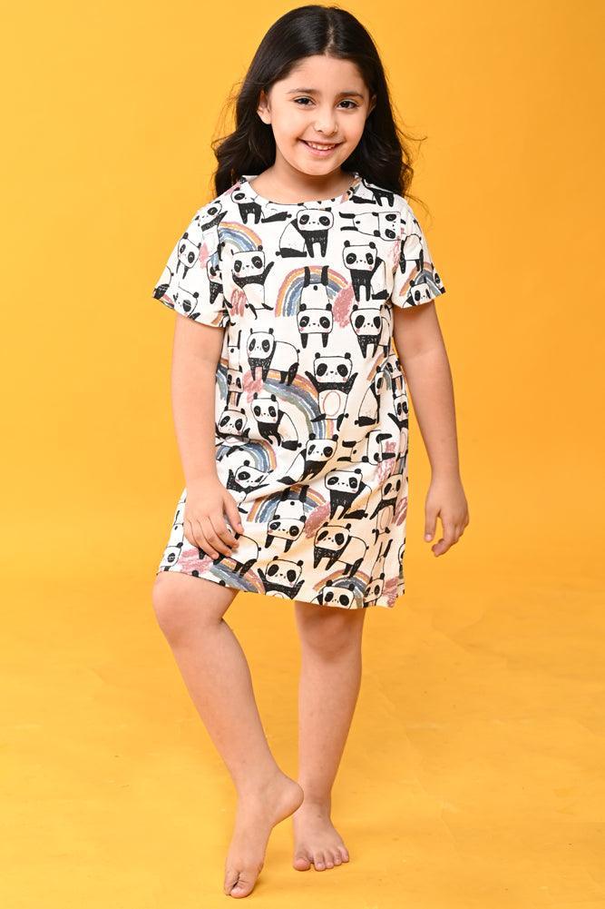 PANDA NIGHT DRESS - WHITE - Anthrilo Design House