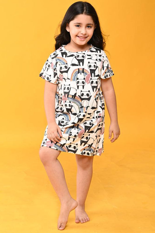 PANDA NIGHT DRESS - WHITE - Anthrilo Design House