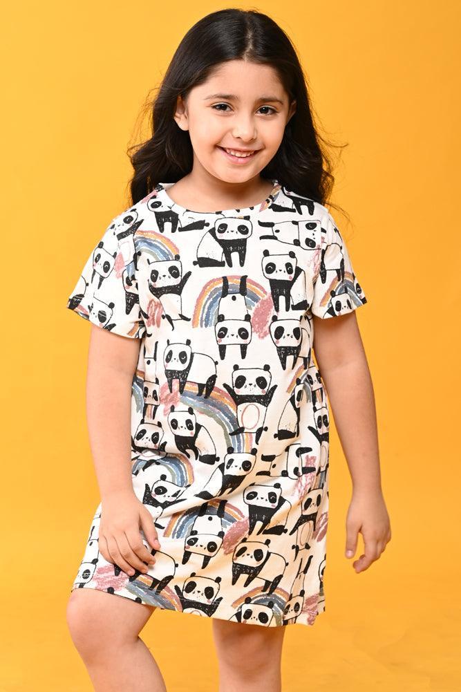 PANDA NIGHT DRESS - WHITE - Anthrilo Design House