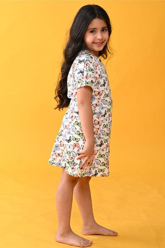 BUTTERFLY FUN NIGHT DRESS- WHITE - Anthrilo Design House