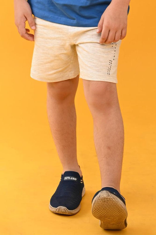 ECRU MELANGE PRINTED BOYS SHORTS - ECRU - Anthrilo India