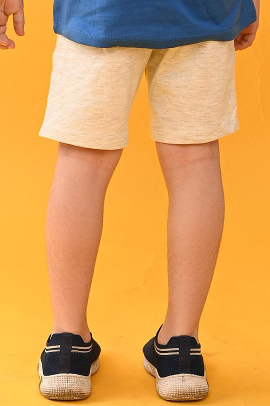 ECRU MELANGE PRINTED BOYS SHORTS - ECRU - Anthrilo India